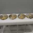 4 Pack 2 Liter/68 oz Square Glass Pitcher with Lid, Classic Stripes Water Pitchers with Handle for Fridge, Large Jug for Iced Tea, Coffee, Borosilicate Glass Carafe for Hot/Cold Brew Drink, Gold