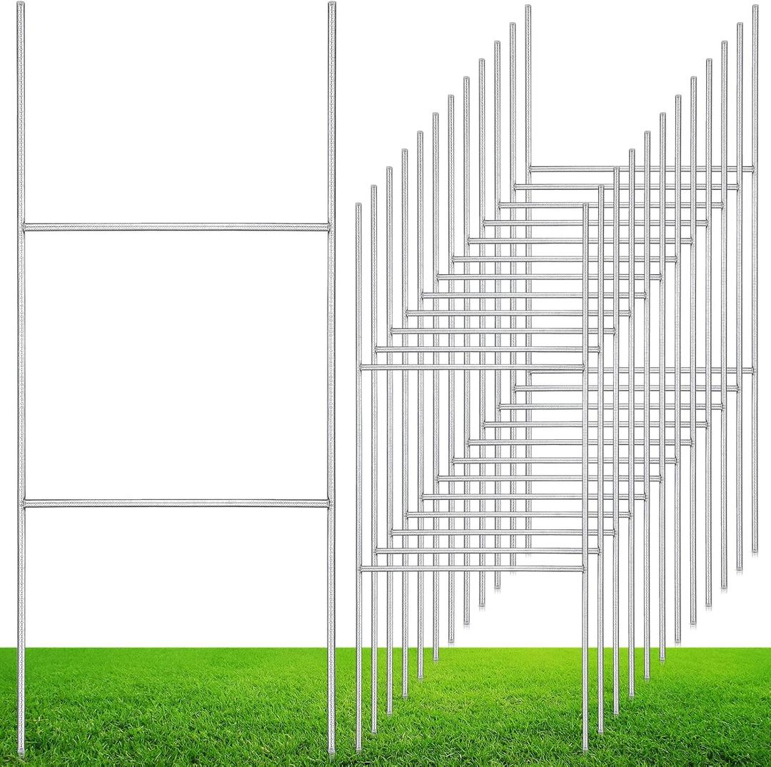 Zonon 12 Pcs H Stakes for Yard Signs 16.5'' x 7'' Heavy Duty Metal H Frame Wire Stakes Weatherproof Metal Holder for 4mm 5mm Corrugated Signs Guidepost Yard Christmas Decoration