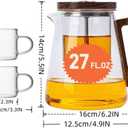 Heat - Resistant Glass Teapot Set with 6 Cups, Press - Type Removable Tea Infuser for Easy Brew & Separation, 800ML/27oz