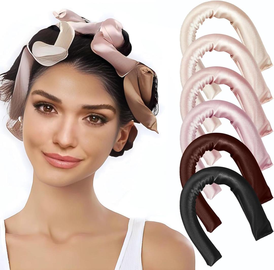 6 Pack Heatless Hair Curler, Heatless Curls Overnight for All Hairs Types, Hair Rollers for Blowout Look Long Hair, Curls Satin Jumbo Flexi Rods to Sleep in (Color, A)