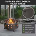 Fire Pit - 32-Inch Outdoor Wood Burning Firepit with Screen, Poker, and Cover - Outdoor Fire Pits for Backyard, Deck, or Patio by Pure Garden (Black)