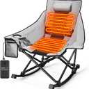 Slendor Oversized Heated Camping Chair with 2000mAh Battery, Padded & Pillow Heated Rocking Chair, 3 Adjustable Heat Settings Camping Rocker Chair for Easy Setup and Foldable Storage