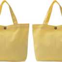 PATIKIL Canvas Tote Bag for Women Small Canvas Bag with Button Cotton Sturdy Reusable Lunch Tote Bag for Vinyl Dye HTV Gifts (Yellow)