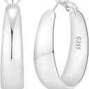 5-8mm Tapered Design Thick Large Hoop Earrings for Women Trendy Hypoallergenic 925 Sterling Silver Post 14K Gold Hoop Earrings Non Tarnish Lightweight Big Chunky Gold Hoops 30/40/50/60MM