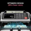 Money Counter, Cash Counter Machine with Value Count，Cash Counter for Dollar, Euro with UV/MG/IR/DD Counterfeit Detection, Add/Bat/Value Mode Bill Counting Machine with Large LCD Display