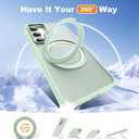 for Samsung Galaxy S25 Case with 360Rotatable Magnetic Ring Stand Compatible with Mag-Safe Military Protection Shockproof Matte Translucent Phone Cases for Samsung Galaxy S25,Green