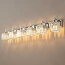 Modern Bathroom Vanity Light 6-Lights Chrome Crystal Wall Lamp Bathroom Modern Crystal Vanity Lighting
