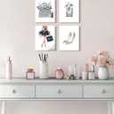 Drsoum Glam Fashion Bathroom Decor Gray Framed Beauty Girly Elegantes Bathroom Wall Art Glitter Tissue Pictures Modern Aesthetics Ready to Hang Set of 4, 8x10 in (Framed)