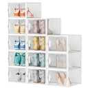 Shoe Storage, 12 Pack X-Large Shoe Organizer for Closet, Shoe Boxes Clear Plastic Stackable Shoe Storage Boxes for Size 10