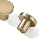 khtumeware 10 Pack Champagne Bronze Cabinet Knobs - 1-1/5 Inch Satin Brass Round Drawer Pulls for Kitchen Cabinet Hardware Dressers Knobs and Closets
