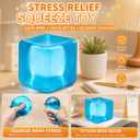 5 x Squishy Stress Cube Squeeze Toys for Kids Adults, Gel Filled Sugar Squishy Ice Cube Fidget Toys Slow Rising Stress Balls Sensory Toys Relief for Anxiety Autism, Purple