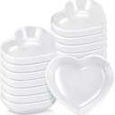 Zopeal 12 Pcs Heart Shaped Bowls Ceramic Dishes Heart Plates Multipurpose Salad Appetizer Plate Cooking Gift for Candy Sauce Sushi Dipping Serving Wedding Anniversary (White)