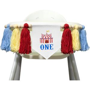 1st Birthday High Chair BannerWood Bead Tassel GarlandFirst Party Tassel BannerBirthday Photo BackdropWall Hangings Decorative for Kids Bedroom Nursery (RedCarnival)