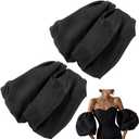 GORGECRAFT 1 Pair Black Satin Short Bridal Sleeve Removable Puff Sleeves Handmade Detachable Elegant Wedding Accessories Sleeve Covers for Wedding Dress Bridal Accessories 9.1x7.5 inch