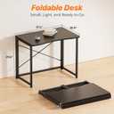 Huuger Folding Desk for Small Spaces, 31.5 Inch Foldable Computer Table, for Home Office, Study, Bedroom, Dorm, Space Saving, Small Writing Work Office Computer Desk, Easy to Fold, Black, 18.9"D x 31.5"W