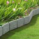 Landscape Garden Edging Border No Dig 20 pcs- Gray Stone Effect Plastic Lawn Edging Border for Outdoor Garden Balcony Yard Walkway (Gray)
