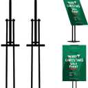 ONCEMORE Heavy Duty Sign Stand, Floor Poster Board Stand, Adjustable Metal Sign Holder Height Up to 60 Inches and 180° Rotation Display Standing Pedestal for Board & Foam, Black