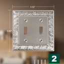 2-Pack Double Toggle Light Switch Cover Plate, Paisley Pattern Decorative Dual Switch Plate Covers, Satin Nickel 2 Gang Metal Wall Plates for Electrical Outlets, Receptacle, GFCI Outlet
