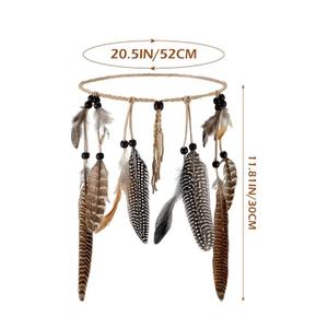 XunYee Pack of 1 Boho Feather Hair Clips & Headband - Hippie Hair Extensions with Feather Clip Comb Set for Women (Classic Style)