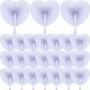 Yulejo 100 Packs Wedding Folding Paper Fans Bulk White Heart Shaped Foldable Personalized Fan with Plastic Handles for Outdoor Wedding Ceremony Women Guest Convention Pocket Favor