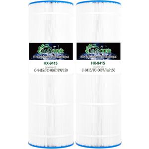 HANXER PLF150A Pool Filter Replaces for C-9415, Filbur FC-0687, CC150, CCRP150, PAP150, R173216, 160317, 160355, 160352, XLS-908, 10150, 150 Sq.Ft Swimming Pool Filter Cartridge, 2 Pack