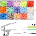 Kamtop Snaps and Snap Pliers Set, 120 Sets T5 Plastic Snap Buttons 15 Color, Snap Fasteners Press Pliers Snaps Starter Setter Tool for Clothes Sewing Bibs Rain Coat DIY Crafting