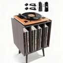Record Player Stand Large Wood Turntable Console with Vinyl Storage Cabinet Shelf Holder Furniture Tabletop Organizer for Albums Equipment Speakers Decor Display Modern Audio Media Rack