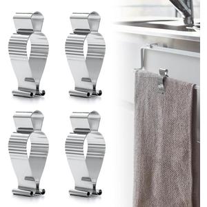 Aieve 4 Pcs Stainless Steel Towel Clips,Hand Towel Clips for Kitchen or Bathroom, Towel Holder Clips for Towel Rack,Oven Handle, Dishwasher, Stove