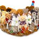 YKBU Stuffy Animal Net for Stuffed Animals Storage Hammock Macrame Stuffed Animal Toy Display Plush Toy Holder Wall Hanging Net for Stuffed Animal Display (Cream,49" W)