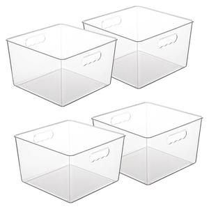 Vtopmart 8 Pack Extra Large Clear Plastic Storage Bins,11x11 Cube Acrylic Organizer Square Containers with Handle for Pantry,Closet,LaundryRoom,Kitchen,Bathroom,UnderSink Organization