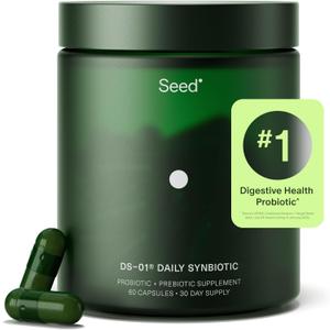 Seed DS-01 Daily Synbiotic - Prebiotic and Probiotic for Women & Men - Digestive Health, Gut Health, Immune Support, Bloating & Constipation Relief - Vegan & Shelf-Stable - 30-Day Starter (60ct)