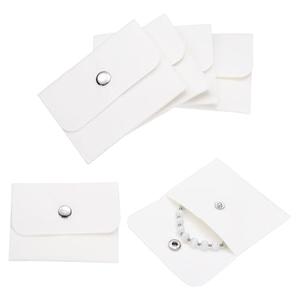 12 Pcs Velvet Jewelry Pouches with Snap Button 3x3.9 Inch,Soft Jewelry Pouches Storage Bags Small Velvet Gift Bags Fit for Rings Necklace Bracelet, White