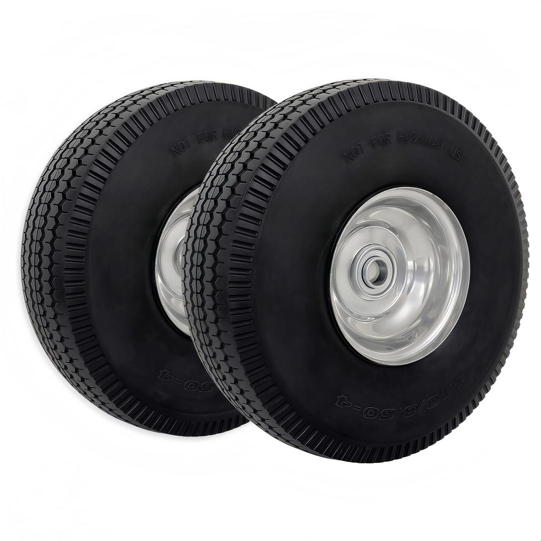 Atlantic 2-Pack Solid PU Wheels 4.10/3.50-4 (10" x 3") (Rib Turf Wheel)