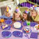 100Pcs Purple Glitter Party Decorations Demon Purple Sparkling Holographic Laser Paper Plates Napkins Disposable Tableware Set for Hunters Birthday Wedding Disco Bachelorette Party Supplies Serves 25