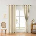 YXHJF 100% Blackout Linen Textured Curtains for Bedroom, Solid Thermal Insulated Grommet Blackout Curtains/Drapes with Black Liner for Living Room Window, 52W x 95L, 2 Panels, Ivory