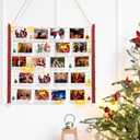 Pinkunn Lighted Christmas Photo Card Holder Display Decoration with 30 Clips 8 Christmas Ball 2 Light String 26 x 29 Inch Xmas Wall Hanging Picture Holders for Home Bedroom Pictures Organizer Decor
