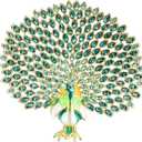 Peacock Jewelry Trinket Box Figurine Enamel Hinged Hand Painted Keepsake Decoration (Green)