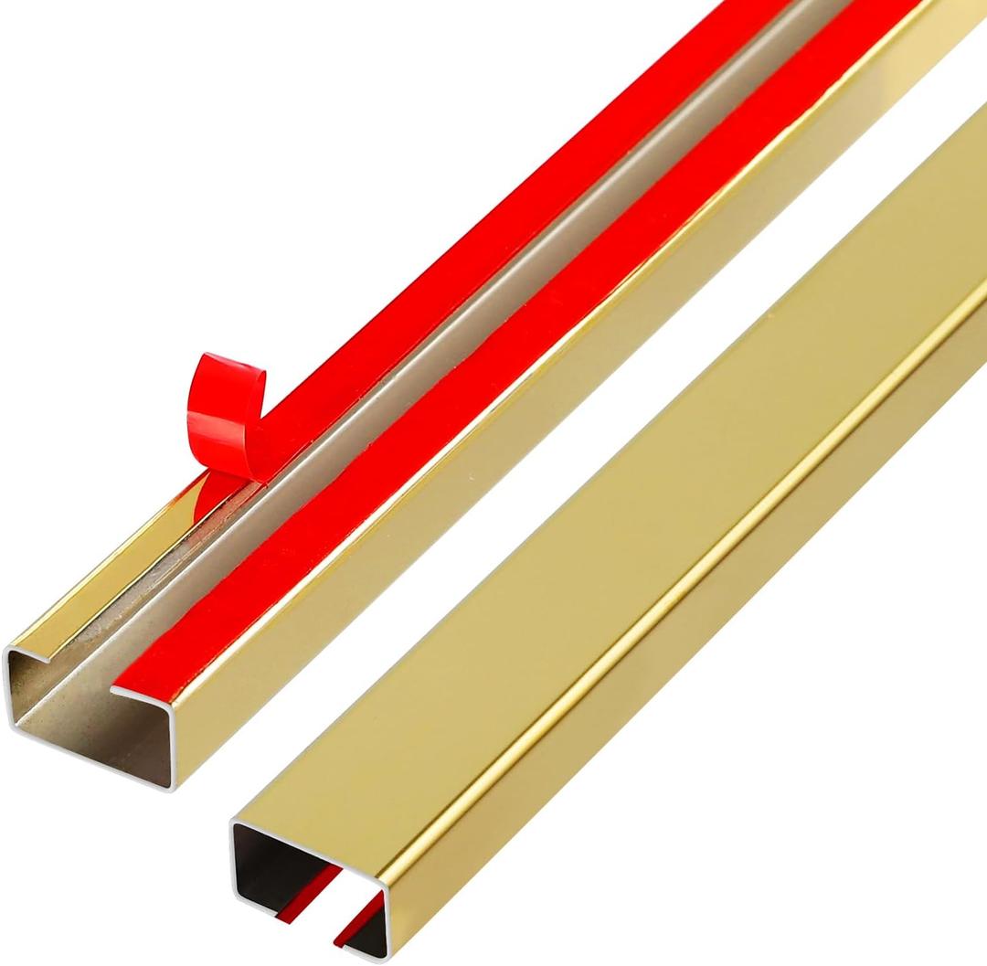 Stainless Steel Management Raceway of Cables, 3-Pack 39.37in Metal Cable Condenser, Self-Adhesive Wire Cord Hider, No Screws No Drill On Wall Cable Cover Channels for Floor Home Office Kitchen (Mirror Gold)