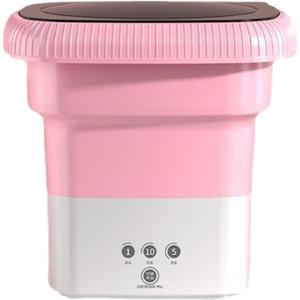 Portable Washing Machine Mini Foldable Washer, Compact Laundry Washer for Underwear Socks Baby Clothes, Lightweight Small Washing Machine (Pink)