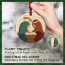 CHOANG Nativity Christmas Ornament 2025 - Holy Family Ceramic Ornament with Mary, Joseph and Jesus - Religious Church Decoration, Christian Manger Scene Keepsake