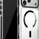 Magnetic Clear Case Compatible with iPhone 17 Pro 6.3 Inch, Two-Tone Slim Protective Cover with Metal Camera Frame & Hard PC Back, TPU Bumper (Black, iPhone 17 Pro)
