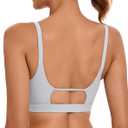RUNNING GIRL Sports Bras for Women,Square Neck Sports Bra Medium Support Yoga Bra Workout Crop Top with Removable Cups (Gray, XXL)