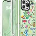 3 x GVIEWIN Magnetic for iPhone 16 Pro Max Case Compatible with Magsafe, [Screen & Camera Lens Protector] Fashion Pattern Translucent Shockproof Phone Cover for 16 Pro Max 6.9" (Carnival/Green)