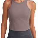G4Free Barefeel Built in Bra Workout Tops for Women Removable Pads Longline Sport Bras Racerback Athletic Tank Yoga Gym (XL)