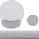 MOSISO Wrist Rest Support for Mouse Pad&Keyboard Set, Circle Curved Ergonomic Mousepad&Coaster Non-Slip Base Home/Office Pain Relief&Easy Typing Pad with Soft Cloth&Silicone Lining, Gray