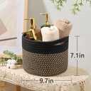 MiniArk Small Basket for Organizing | Cube Shelf Closet Storage Baskets | 9.79.77.1 | Woven Rope Gift Basket | Nursery | Round 3 Packs Black Brown