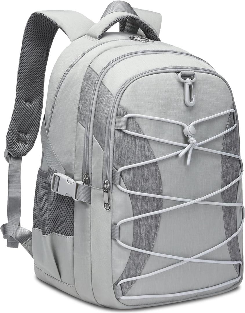 BLUEFAIRY Middle High School Backpack for Boys Girls Large Bookbag with Laptop Compartment Back to School Book Bags for Teens Teenagers Mochilas Escolares para Nios Nias (Light Gray/Gray, Solid)