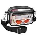 Bagenius Clear Bag for Stadium Events Clear Purse with Removable Strap Transparent Bag for Concert and Sport Events, Black