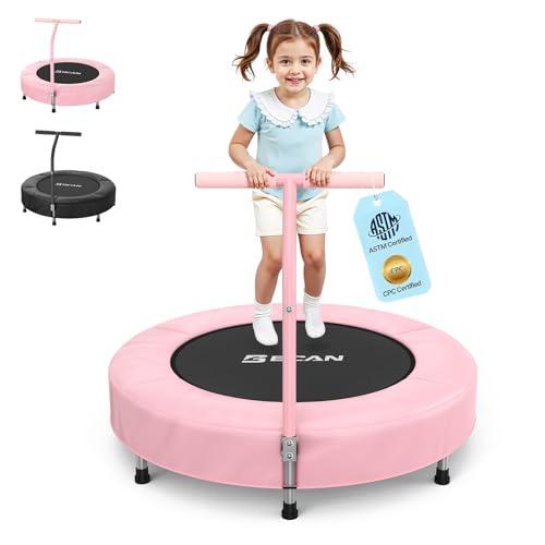 BCAN 36'' Toddler Trampoline, ASTM Certified - Kids Trampoline for Ages 1-6, Foam Handle & Safe Thickened Cover, Mini Trampoline for Kids Indoor, Easy to Assemble