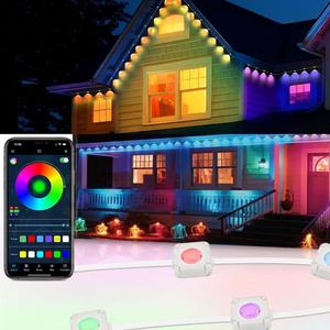 200FT RGBIC Permanent Outdoor Lights, 120 RGBIC LEDs Eave Lights IP67 Waterproof, App Control Music Sync, Color-Changing Outdoor LED Lights for House, Christmas Decorations & New Year